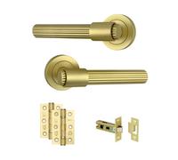 AXS Hardware Axs Nevada Door Handles On Rose - Door Pack - Latch Door - Satin Brass