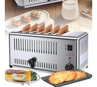 AXSDEJT 6/4 Slice Toaster Commercial Stainless Steel Toaster, Extra Wide Slots, Hamburger Bun Toaster Removable Crumb Tray Five Speed Adjustable Toaster, Safe and Durable(Size:6 Slice)