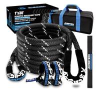 AXSIPEIX 1"×30ft Kinetic Recovery Rope (48,500lbs) Heavy Duty Offroad Recovery Rope with 2 Soft Shackles 1/2" x 22" Offroad Recovery Kit for UTV, ATV, Truck, Car (Black)