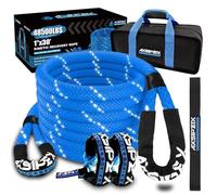 AXSIPEIX 1"×30ft Kinetic Recovery Rope (48,500lbs) Heavy Duty Offroad Recovery Rope with 2 Soft Shackles 1/2" x 22" Offroad Recovery Kit for UTV, ATV, Truck, Car (Blue)
