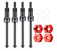 AXspeed Heavy Duty Steel Front & Rear CVD Drive Shaft Set with Aluminum Hex Hub for Arrma 1/16 Mojave GROM MEGA 380 & 223S (Red)