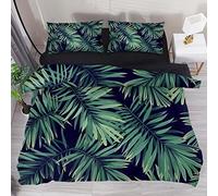 AxssjS 3 Pieces Duvet Cover Sets Watercolor Rainforest Green Leaves Soft Tencel Bedding Sets for Kids Boys Girls Comforter Cover with 2 Pillow Shams Zipper Closure,No Comforter