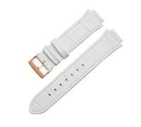 AXTGBHL 14mm Bulge Genuine Leather Watch Band Fit For Swarovski 5027127 5027131 5080602 5096008 Series Fashion Strap Watch Women Accessories(White-rose gold)