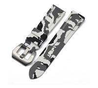 AXTGBHL Camouflage Silicone Watch Strap 20mm 22mm 24mm Waterproof Rubber Watch Band Bracelet For SmartWatch Accessories(Bianco,22mm)