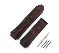 AXTGBHL Leather strap men's watch accessories buckle Fit For HUBLOT big bang rubber strap waterproof sports bracelet watch band 19mmx25(Black red lines,19mmx25mm)