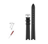 AXTGBHL Leather Watch band 14x5mm 16x10mm 12x5mm Fit For Gucci GC YA141401 YA141505 Bracelet Notched Watch Strap Women Watch chain(Black Silver,16x10mm)