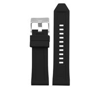 AXTGBHL Silicone Rubber Watch Band Fit For Diesel Dz4318 4323 4283 7315 4476 4496 4427 7395 Waterproof Soft Large Strap 24 26mm(Black-silver,26mm)