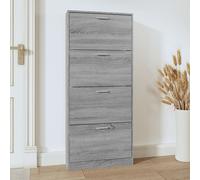 axton wooden shoe storage cabinet with 4 flaps in grey oak