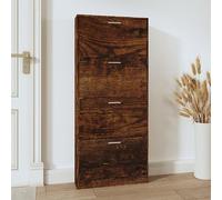 axton wooden shoe storage cabinet with 4 flaps in smoked oak