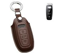 Axtrulix Key Fob Cover for Audi, Premium Soft Leather Key Case Shell with Key Ring for Audi A3 A6 A7 A8 E-Tron S3 S6 RS6 S7 RS7 Q7 SQ7 Q8 SQ8 (COFFEE)