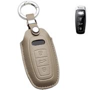 Axtrulix Key Fob Cover for Audi, Premium Soft Leather Key Case Shell with Key Ring for Audi A3 A6 A7 A8 E-Tron S3 S6 RS6 S7 RS7 Q7 SQ7 Q8 SQ8 (GERY)