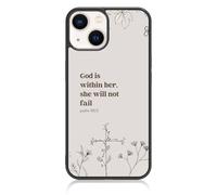 Axulimin [God is Within Her She Will Not Fail Psalm] Bible Christian Women Black Phone Case for iPhone 14 & iPhone 13 (6.1")