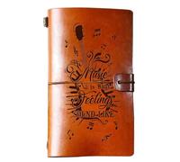 AXULUXAL Music is What Feelings Sound Like Leather Journal Music Teacher Appreciation Gifts for Women Men Friend Musical Note Charm Travel Diary Gifts for Musicians on Birthday Graduation Christmas