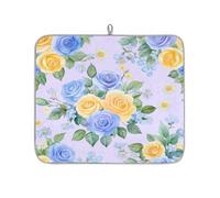 Axurera Blossom Rose Flowers Dish Drying Mat for Kitchen Counter,Absorbent Dishes Drainer Mats Washable Dish Drying Pad for Worktop Draining Racks,46x41cm