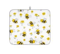 Axurera Cute Cartoon Yellow Bees Dish Drying Mat for Kitchen Counter,Absorbent Dishes Drainer Mats Washable Dish Drying Pad for Worktop Draining Racks,46x41cm