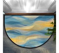 Axurera Half Round Area Rug,Abstract Ocean Waves Stripes Washable Semi Circle Front Door Mat for Indoor Entrance Bathroom Bedroom,Non-Slip Doormat,36x24IN