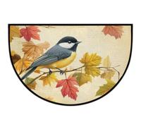 Axurera Half Round Area Rug,Autumn Fall Maple Leaf Branches Bird Washable Semi Circle Front Door Mat for Indoor Entrance Bathroom Bedroom,Non-Slip Doormat,36x24IN
