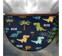 Axurera Half Round Area Rug,Cartoon Dinosaurs Trees Washable Semi Circle Front Door Mat for Indoor Entrance Bathroom Bedroom,Non-Slip Doormat,91x61CM