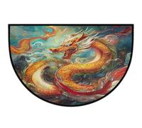 Axurera Half Round Area Rug,Chinese Tradition Dragon Washable Semi Circle Front Door Mat for Indoor Entrance Bathroom Bedroom,Non-Slip Doormat,36x24IN