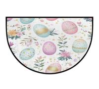 Axurera Half Round Area Rug,Easter Eggs Spring Flower Washable Semi Circle Front Door Mat for Indoor Entrance Bathroom Bedroom,Non-Slip Doormat,36x24IN