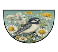 Axurera Half Round Area Rug,Flowers Bird On Vintage Washable Semi Circle Front Door Mat for Indoor Entrance Bathroom Bedroom,Non-Slip Doormat,36x24IN