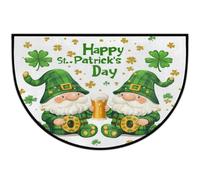Axurera Half Round Area Rug,Happy St.patrick's Day Gnomes Gold Leaves Washable Semi Circle Front Door Mat for Indoor Entrance Bathroom Bedroom,Non-Slip Doormat,36x24IN