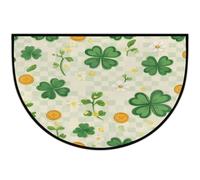Axurera Half Round Area Rug,Irish St.patrick's Day Clover Leaves Washable Semi Circle Front Door Mat for Indoor Entrance Bathroom Bedroom,Non-Slip Doormat,36x24IN