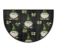 Axurera Half Round Area Rug,Irish St.patrick's Day Gnomes Green Black Washable Semi Circle Front Door Mat for Indoor Entrance Bathroom Bedroom,Non-Slip Doormat,36x24IN