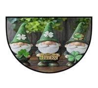 Axurera Half Round Area Rug,Irish St.patrick's Day Lucky Gnomes Washable Semi Circle Front Door Mat for Indoor Entrance Bathroom Bedroom,Non-Slip Doormat,36x24IN