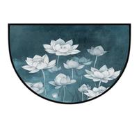 Axurera Half Round Area Rug,Lotus Flower Art Washable Semi Circle Front Door Mat for Indoor Entrance Bathroom Bedroom,Non-Slip Doormat,36x24IN