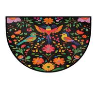 Axurera Half Round Area Rug,Mexican Floral Bird Ethnic Washable Semi Circle Front Door Mat for Indoor Entrance Bathroom Bedroom,Non-Slip Doormat,36x24IN