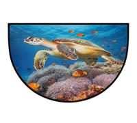 Axurera Half Round Area Rug,Ocean Sea Turtle Washable Semi Circle Front Door Mat for Indoor Entrance Bathroom Bedroom,Non-Slip Doormat,36x24IN