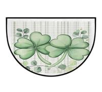 Axurera Half Round Area Rug,St.patrick's Day Eucalyptus Clover Leaves Washable Semi Circle Front Door Mat for Indoor Entrance Bathroom Bedroom,Non-Slip Doormat,36x24IN