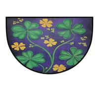 Axurera Half Round Area Rug,St.patrick's Day Four Clover Leaves Washable Semi Circle Front Door Mat for Indoor Entrance Bathroom Bedroom,Non-Slip Doormat,36x24IN