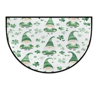 Axurera Half Round Area Rug,St.patrick's Day Gnomes Clover Leaves Washable Semi Circle Front Door Mat for Indoor Entrance Bathroom Bedroom,Non-Slip Doormat,36x24IN