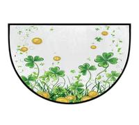 Axurera Half Round Area Rug,St.patrick's Day Shamrocks Clover Leaves Plant Washable Semi Circle Front Door Mat for Indoor Entrance Bathroom Bedroom,Non-Slip Doormat,36x24IN