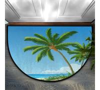 Axurera Half Round Area Rug,Tropical Beach Palm Trees Washable Semi Circle Front Door Mat for Indoor Entrance Bathroom Bedroom,Non-Slip Doormat,36x24IN
