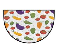 Axurera Half Round Area Rug,Vegetables Eggplant Tomato Washable Semi Circle Front Door Mat for Indoor Entrance Bathroom Bedroom,Non-Slip Doormat,36x24IN