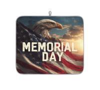 Axurera Memorial Day Usa Flag Stripes Stars Eagle Dish Drying Mat for Kitchen Counter,Absorbent Dishes Drainer Mats Washable Dish Drying Pad for Worktop Draining Racks,46x41cm