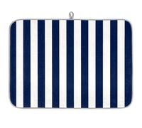 Axurera Nautical Navy Blue And White Striped Dish Drying Mat for Kitchen Counter,Absorbent Dishes Drainer Mats Washable Dish Drying Pad for Worktop Draining Racks,61x46cm