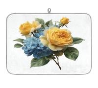 Axurera Spring Rose Hydrangeas Floral Bouquet Dish Drying Mat for Kitchen Counter,Absorbent Dishes Drainer Mats Washable Dish Drying Pad for Worktop Draining Racks,61x46cm