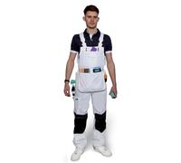 Axus Decor Bib & Brace Overalls, Triple Stitched, White Decorators Overalls - Shrink Resistant & Comfortable Fabric, Multiple Pockets - Ideal for Painter & Other Workwear - Extra Small