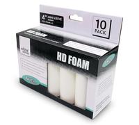 Axus Decor Hd Foam Mini Roller Sleeve 4 Inch/100mm (White Series), Pack of 10, Ultra High Density, Use with Oil Based Paints & Varnishes, for Detailed Finishing Work Around Cutouts, White