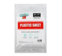 Axus Decor Plastic Dust Sheets for Decorating, Covering Furniture, & Floors - 12' x 9' (3.67m x 2.76m) Pack of 3
