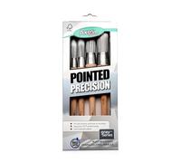 Axus Decor Pointed Precision Brush (Grey Color) Set Of 4 - (12, 15, 20, 25mm) - For All Sash Windows, Architraves & Mouldings, Smooth Finish, Eco-friendly Bamboo Handles, Anti-Rust Stainless Steel