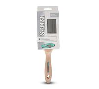 Axus Decor S-Finish Paint Brush (Grey Color) - 3"/75mm - For All Paints, Eco-friendly Natural Birchwood Handles, Anti-Rust Stainless Steel, Synthetic Filaments, Compatible With Brushmate Vapour Boxes