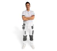 Axus Decor S-Tex Painter's Trousers for Men's- Triple-Stitched, Shrink-Resistant & Comfortable Fabric White Cargo Work Pants with Multiple Pockets for Painters & Workwear, Regular Leg (42" / 107cm)