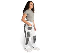 Axus Decor S-Tex Women's Painter's Trousers, Elasticated Waistband, Comfort Workwear, Multiple Pockets for Painting Tools, Shrink-Resistant & Lightweight Fabric, Utility Work,White/Grey, Size-8