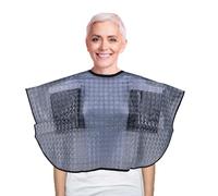 AxuuRmvin Waterproof Post Surgery Shower Cape Cover Mastectomy Chest Shoulder Arm Shower Protection with Drain Pockets, Black, uniform size