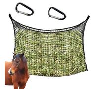 AXVRAV 90 x 120 cm Hay Net for Horses, Large Hay Net Extra Tight Mesh 3 cm, Hay Bag Horse with 2 Carabiners, Feed Net, Robust, Slows Eating Speed, Improves Digestion, Black
